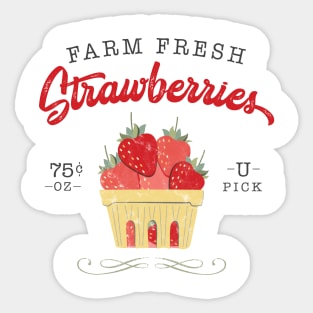 Vintage Farm Fresh Strawberries Sticker